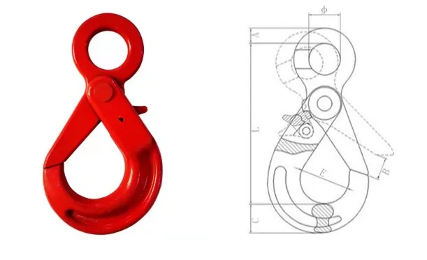 Eye Type Self Locking Safety Hook-DRAWING Eye Type Self Locking Safety Hook-DRAWING